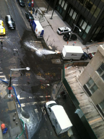 Truck arrives to retrieve files from the NY International Shipping office